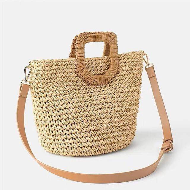 TSB Straw Bag With Leather Straps