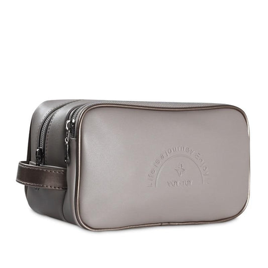 Men's Small Leather Toiletry Bag VOYJOY The Store Bags Khaki Gray