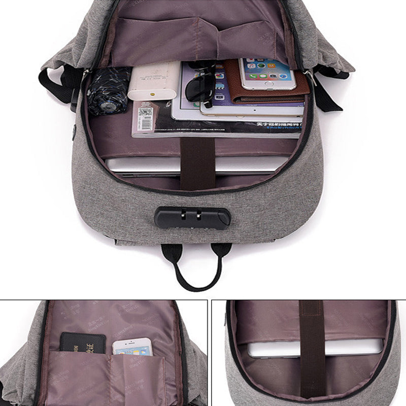 Blue Anti-theft Backpack With USB Charger The Store Bags