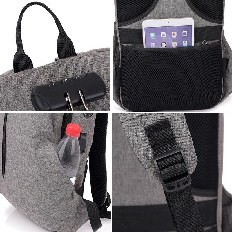 Blue Anti-theft Backpack With USB Charger The Store Bags