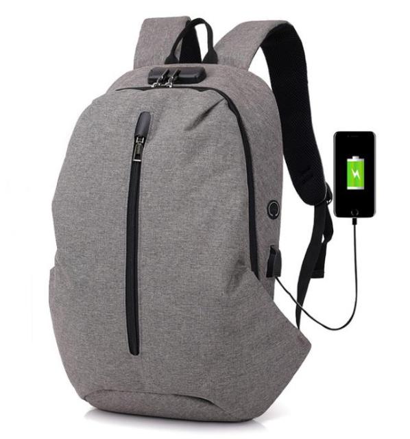 Blue Anti-theft Backpack With USB Charger The Store Bags Grey
