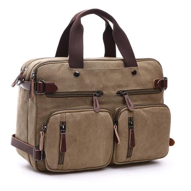 Men's Canvas And Leather Messenger Briefcase The Store Bags Khaki