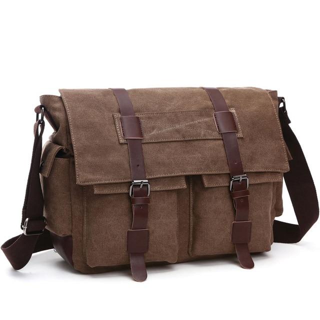 Men's Cotton Canvas Messenger Bag The Store Bags Coffee