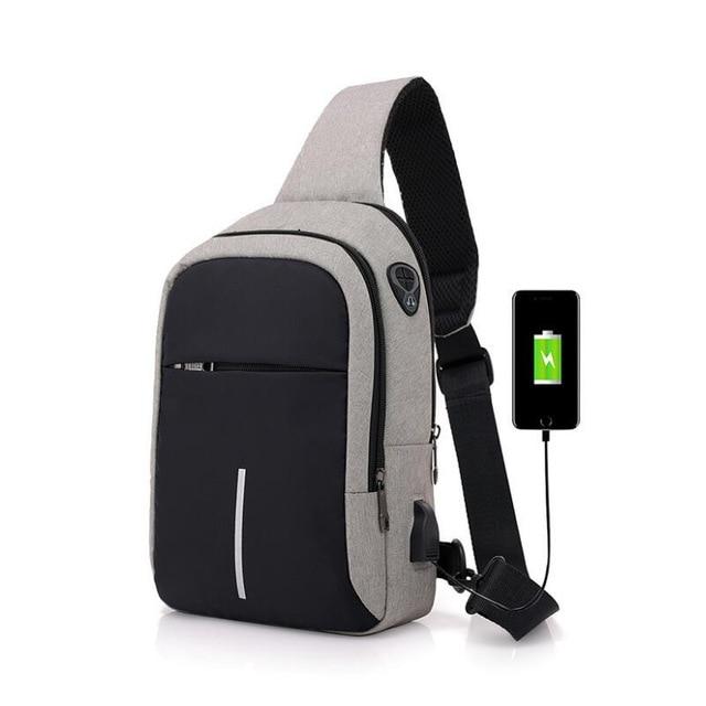 Sling Bag With USB Charging Port ROPE The Store Bags Light Grey