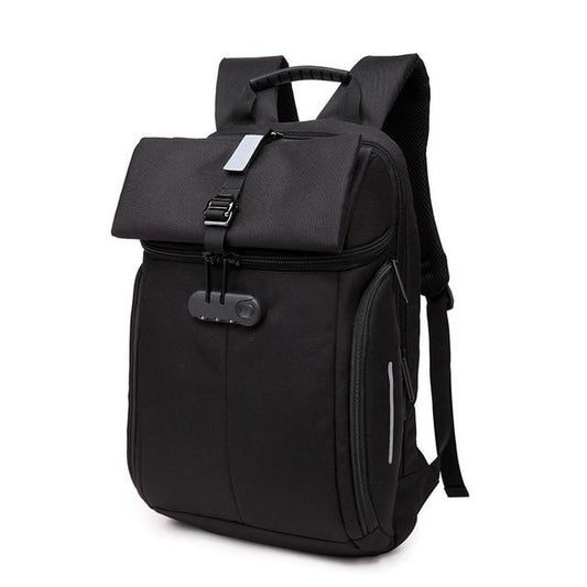 Roll Top Backpack With Lock MEILAN The Store Bags Black