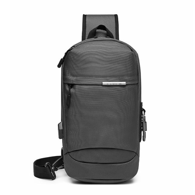 Crossbody Sling Bag With USB Charging Daypack The Store Bags Gray