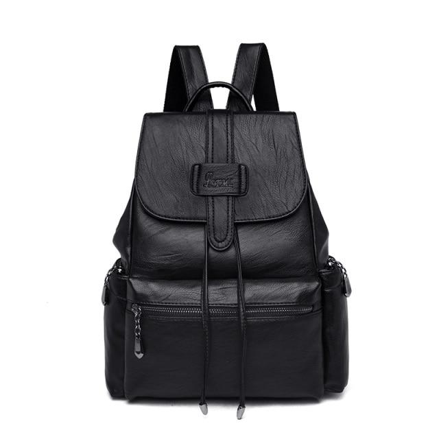 Top Flap Drawstring Backpack The Store Bags Black