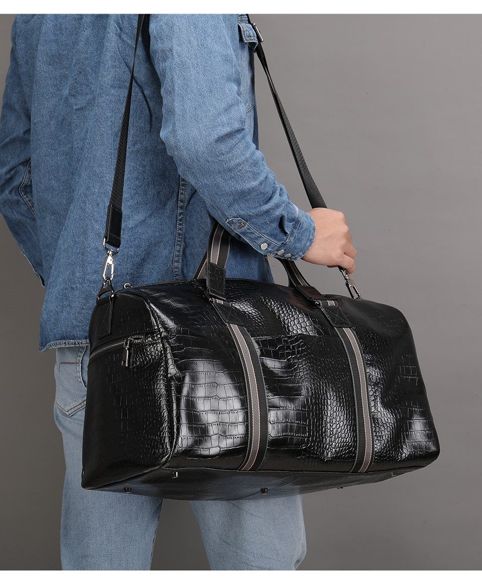 Black Leather Duffle Travel Bag The Store Bags