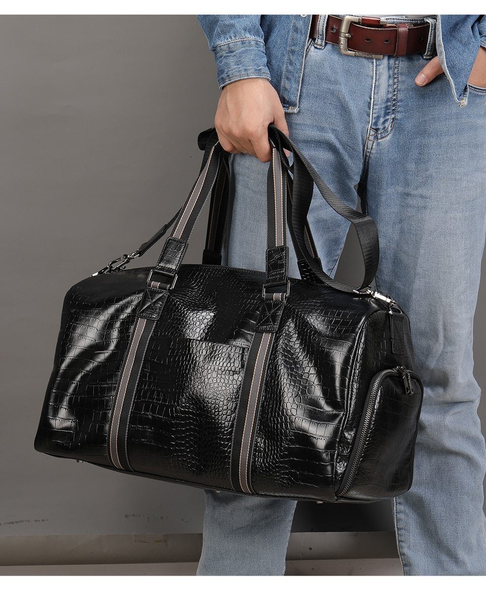 Black Leather Duffle Travel Bag The Store Bags
