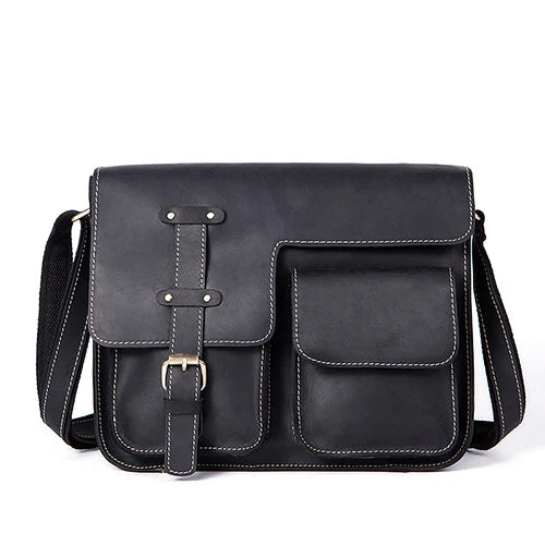 11 Inch Leather Messenger Bag The Store Bags Black 