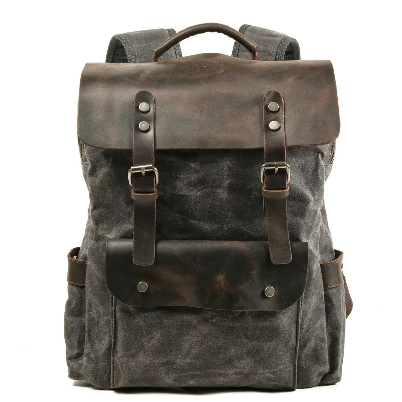 Canvas Leather Padded 15.6 Laptop Backpack The Store Bags Dark Gray 