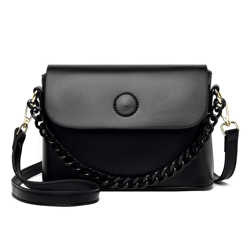 Leather Shoulder Bag With Chain The Store Bags Black 
