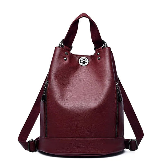 Large Red Leather Backpack The Store Bags Winered 