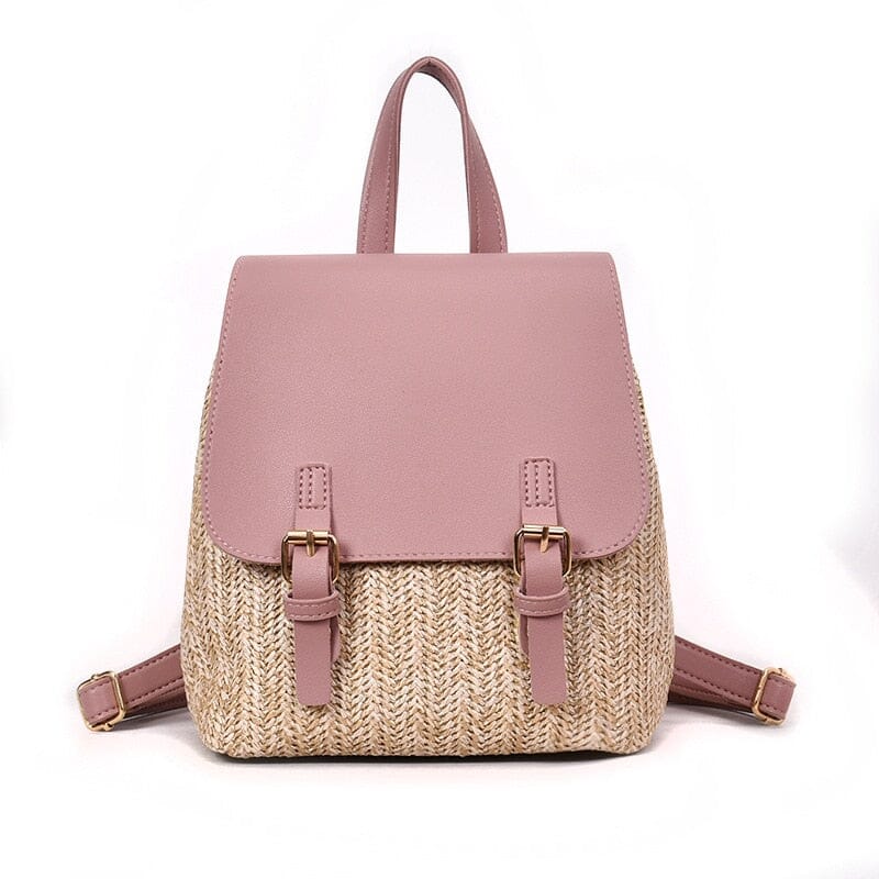 Straw Backpack Purse The Store Bags pink 