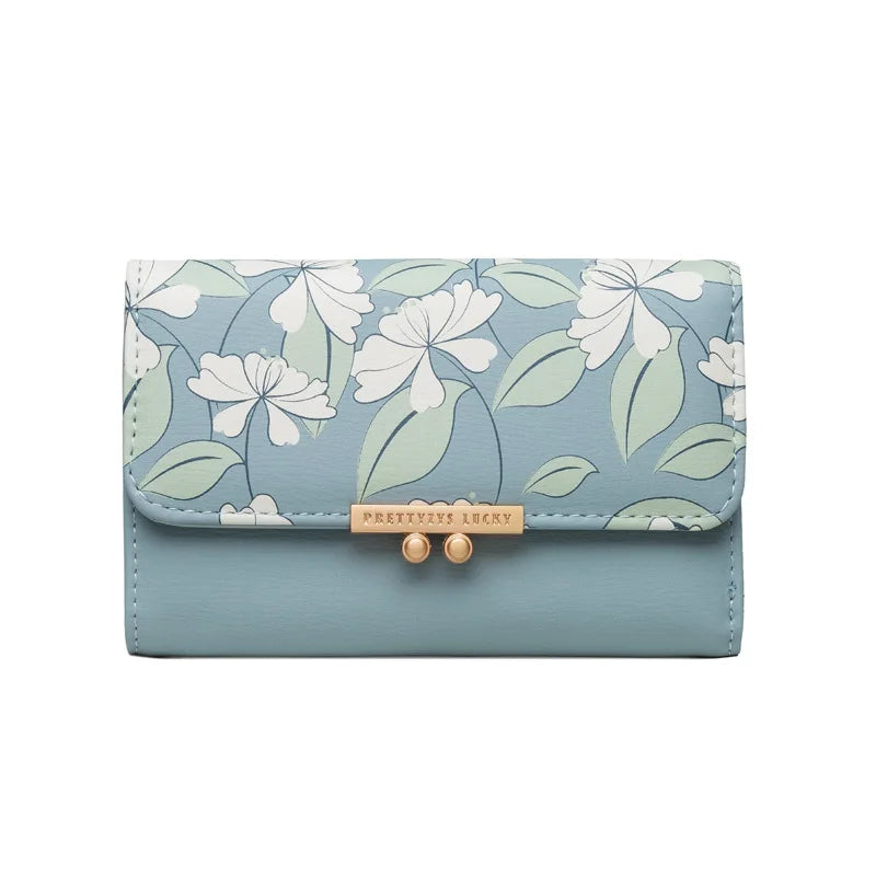 Floral Leather Wallet The Store Bags SKY BLUE 
