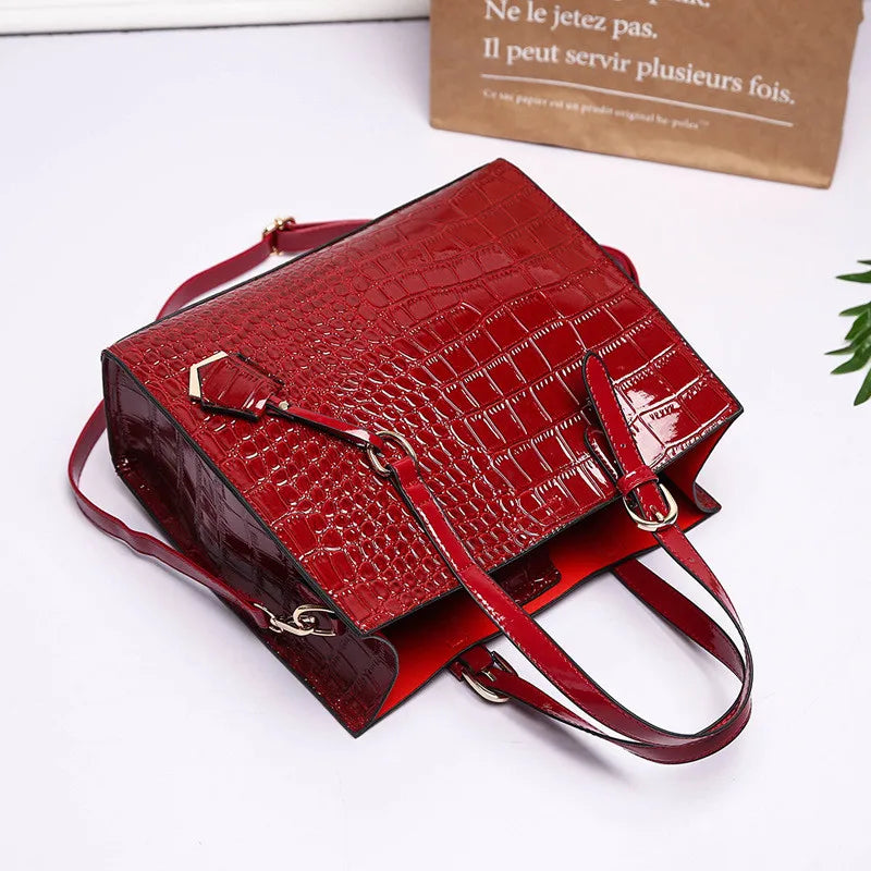 Black Croc Tote Bag