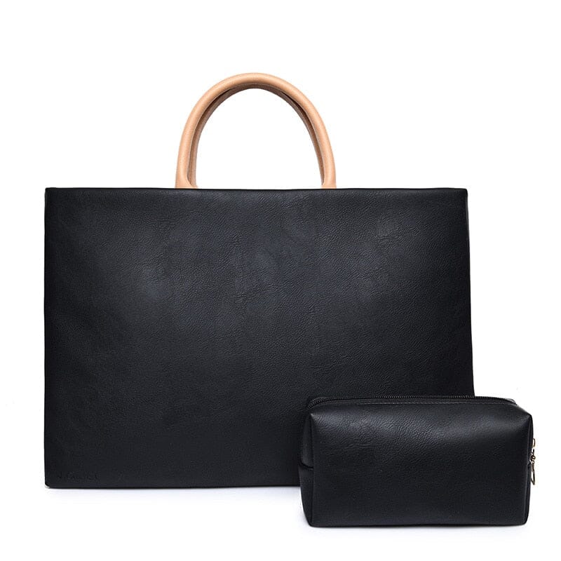 15 inch Leather Laptop Tote The Store Bags Black 15.6-inch 