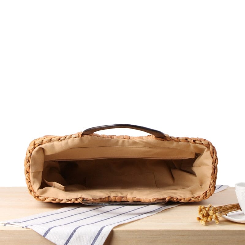 Wood Handle Straw Clutch The Store Bags 