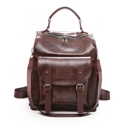 Double Buckle Flap Backpack The Store Bags Deep Brown 