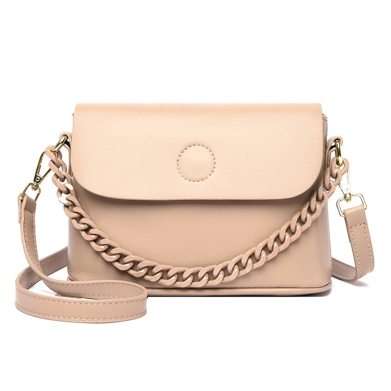 Leather Shoulder Bag With Chain The Store Bags Khaki 