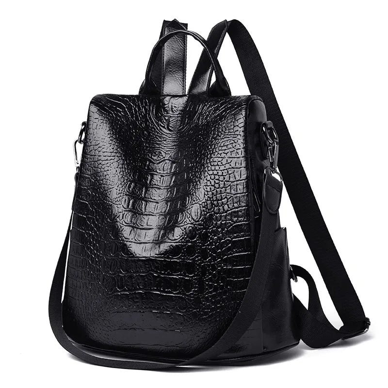 Croc Leather Backpack The Store Bags Black 