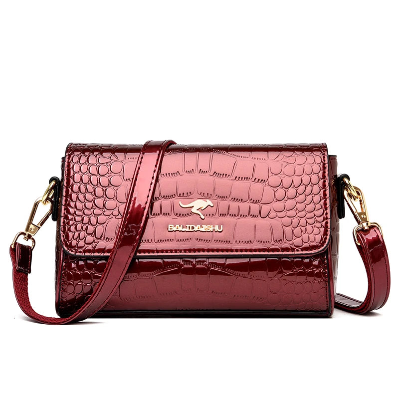 Croc Embossed Crossbody Bag The Store Bags Wine Red 