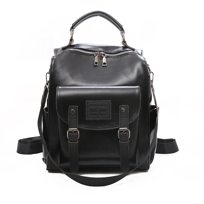 Double Buckle Flap Backpack The Store Bags Black 