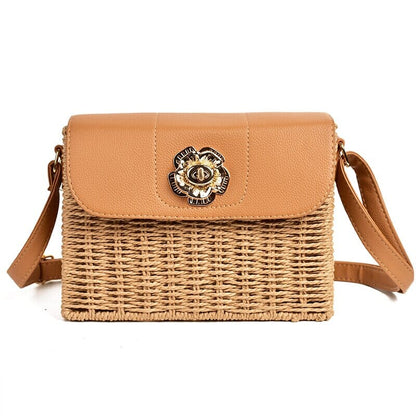 Straw Leather Crossbody Bag The Store Bags brown 