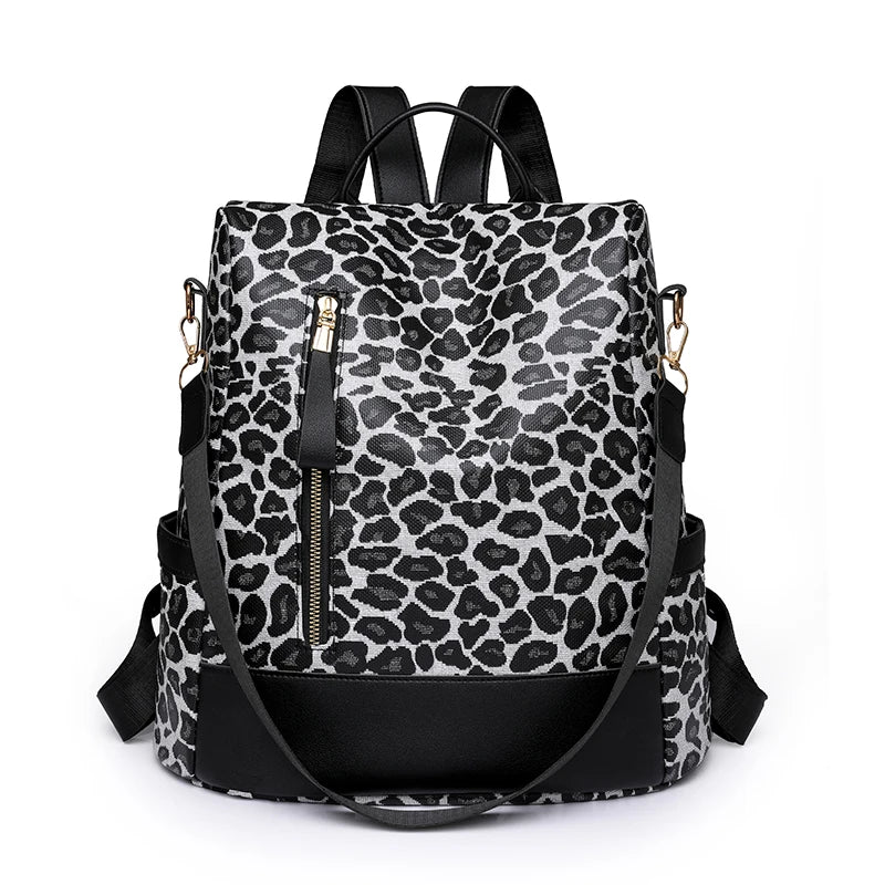 Black Leopard Backpack Purse The Store Bags White 