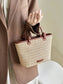 Straw And Leather Crossbody Bag