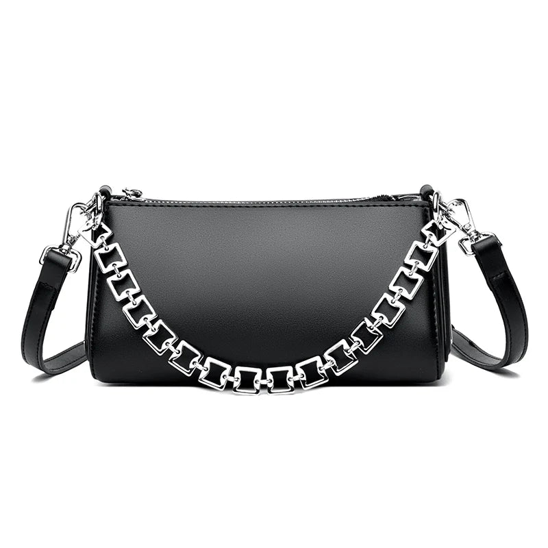 Purse With Chain And Leather Strap The Store Bags Black 