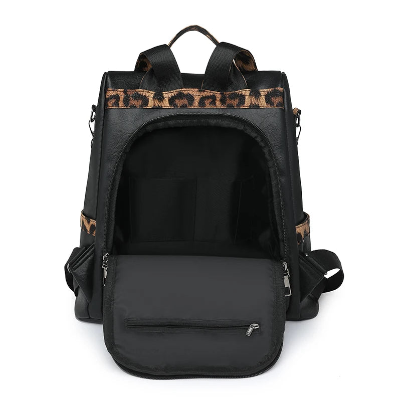 Leopard Print Backpack Purse