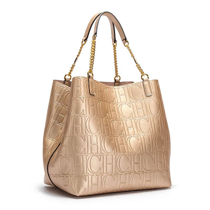 Quilted Leather Shoulder Bag With Chain Strap The Store Bags Gold 