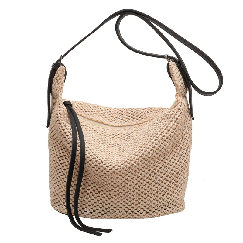 Straw Bag With Leather Straps