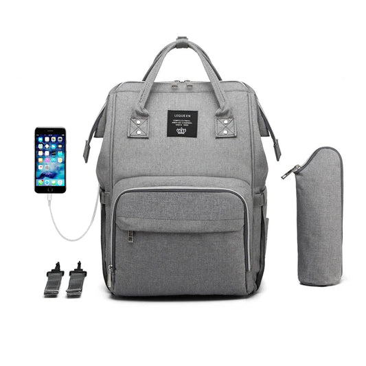 Waterproof Diaper Bag With USB Charger The Store Bags LPB46-gray(U2g) 