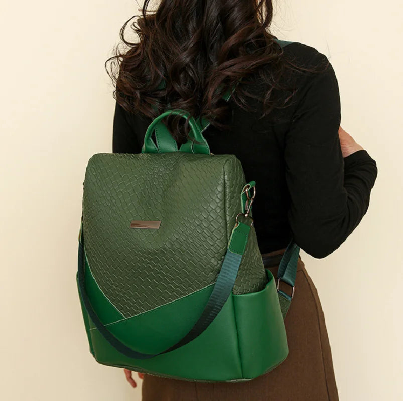Leather Anti Theft Backpack Women