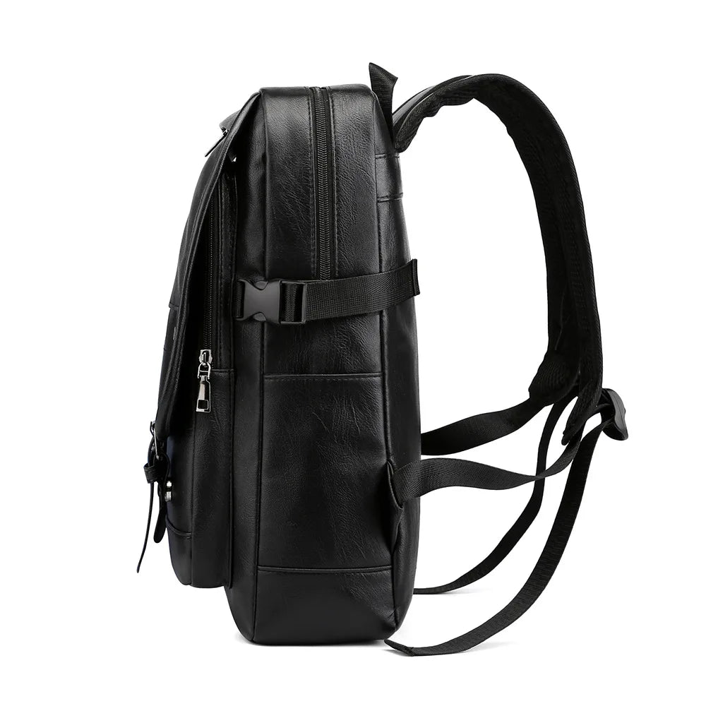 Black Leather Backpack 15 inch Laptop