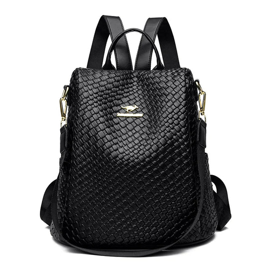 Woven Leather Convertible Backpack The Store Bags Black 