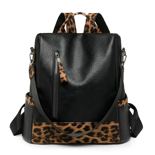 Leopard Print Backpack Purse