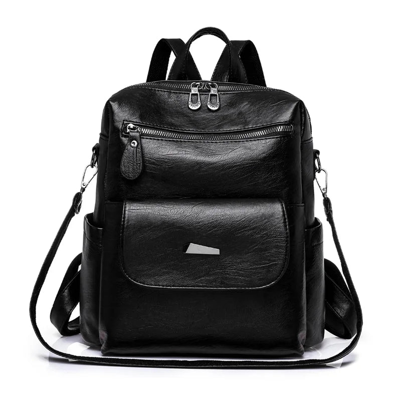 Leather Zip Top Backpack Purse The Store Bags Black 
