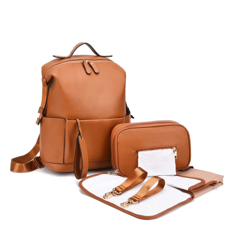 Mochila de piel sintética para pañales