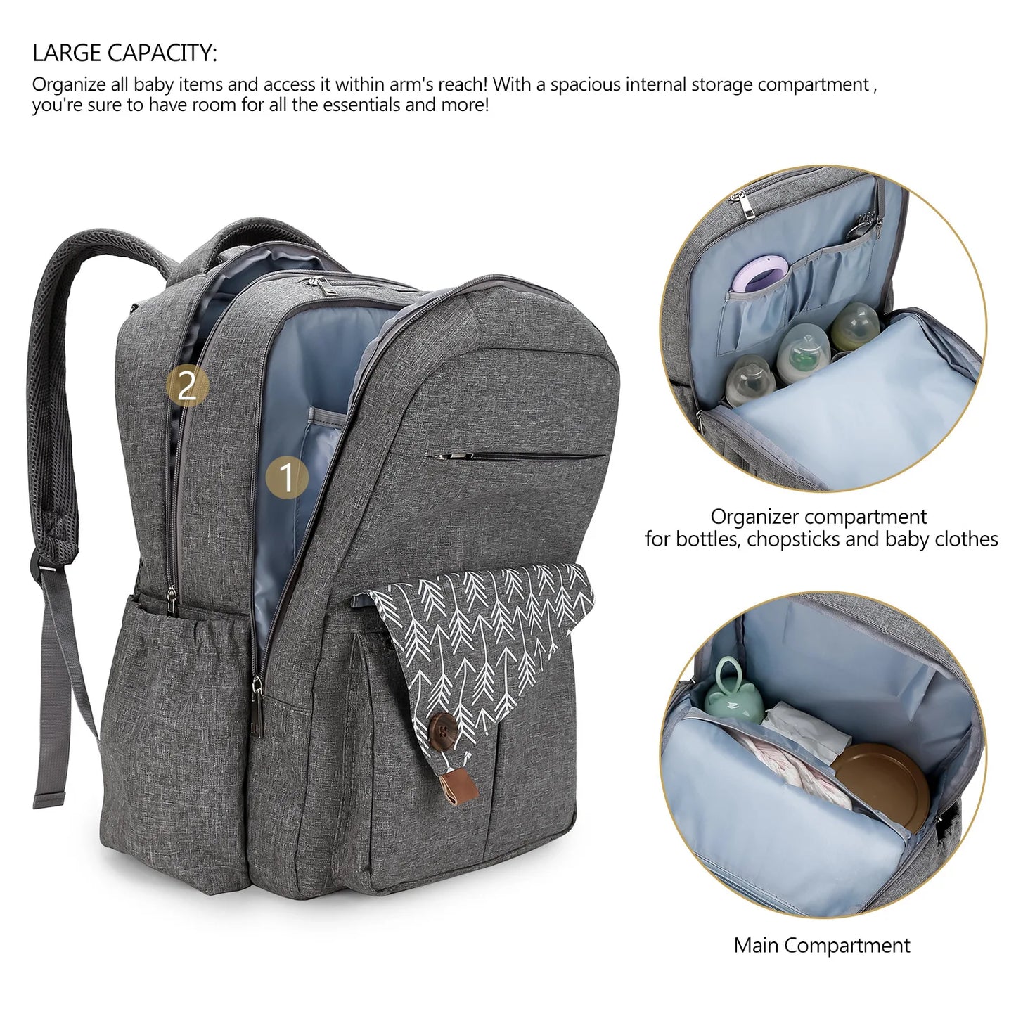 Nylon Backpack Diaper Bag
