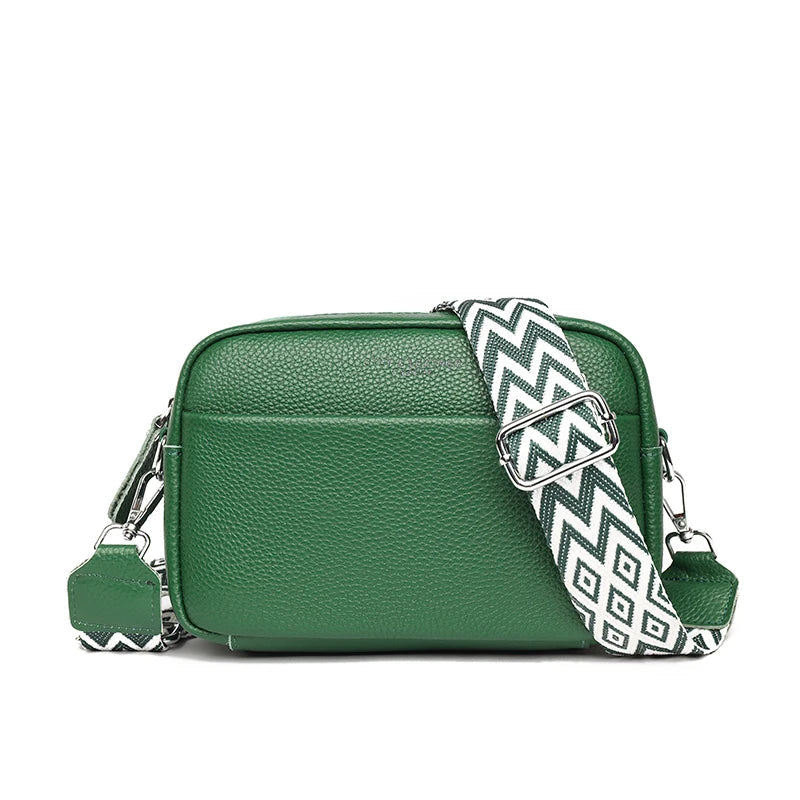 Leather Crossbody Bag With Guitar Strap The Store Bags green 22cm 9cm 14cm 