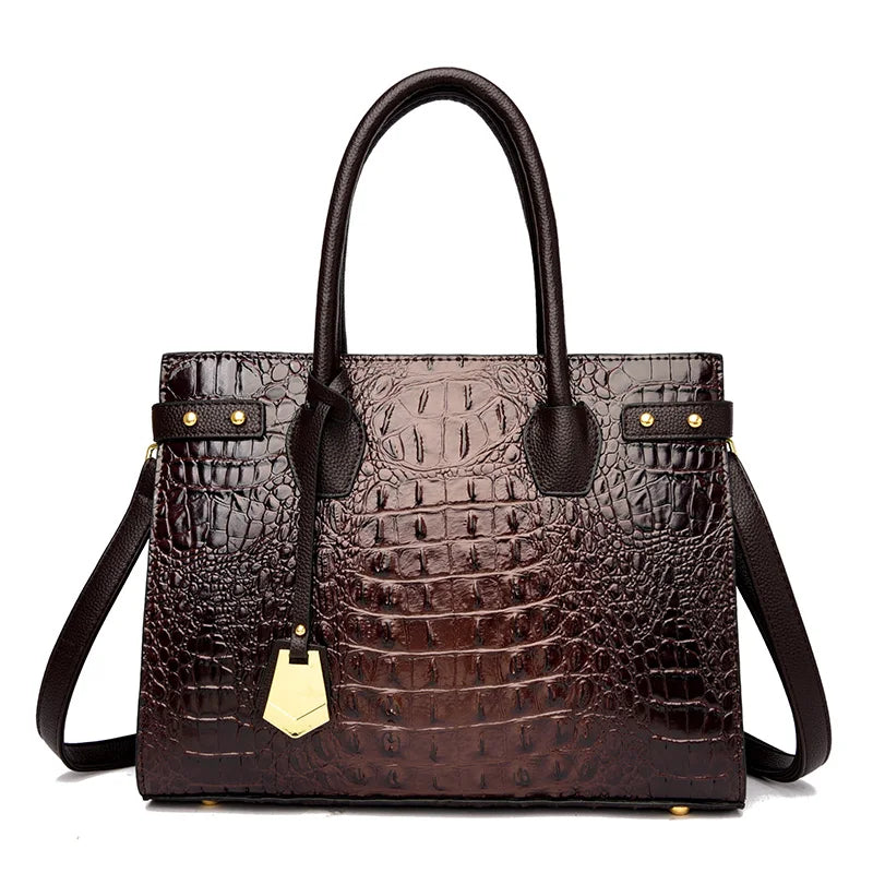 Black Croc Tote Bag The Store Bags Brown 