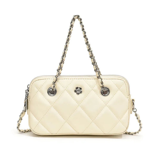 White Shoulder Bag With Chain Strap