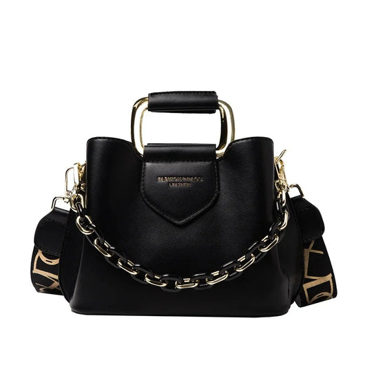 Leather Crossbody Bag With Chain Strap