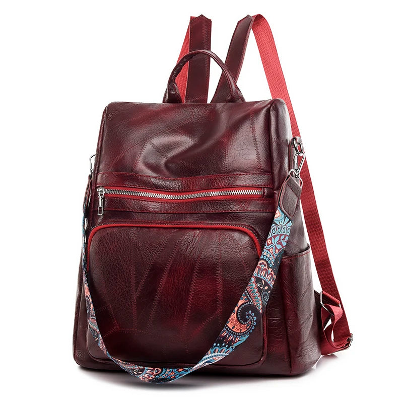 Leather Backpack Purse Anti Theft The Store Bags Wine Red 