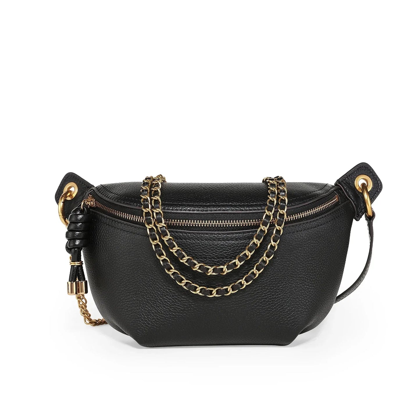 Leather Fanny Pack With Chain The Store Bags black 