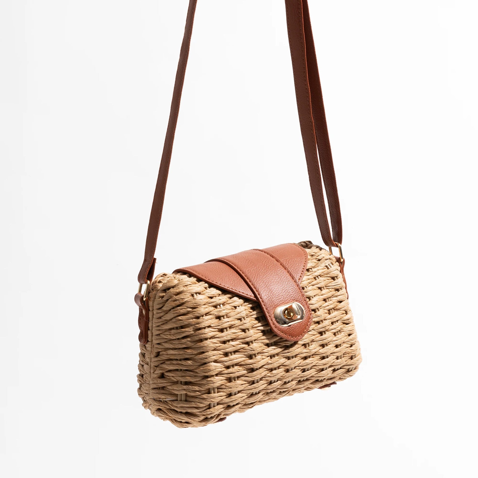 Straw And Brown Leather Purse The Store Bags 