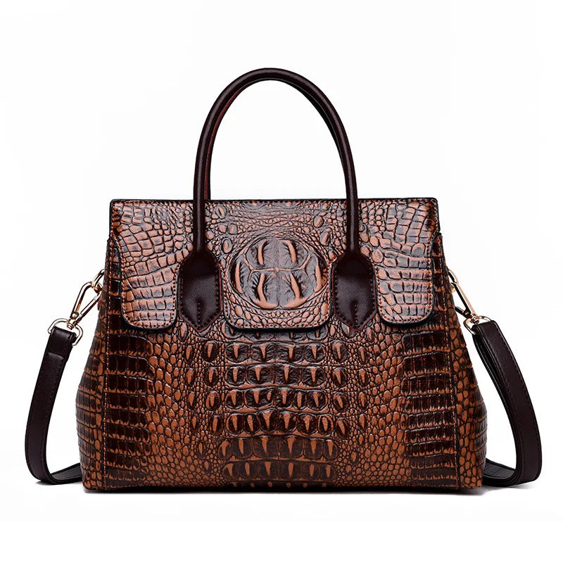 Croc Effect Handbag The Store Bags Brown 32x24x12cm 